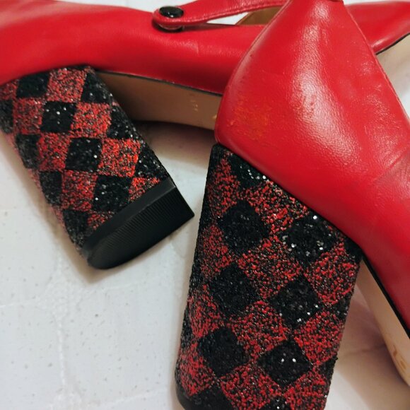 Katy Perry three and a half inch glitter red chunky heels - Picture 7 of 7